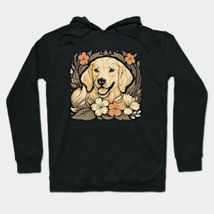 A Golden Retriever surrounded with Lilies, illustration Hoodie